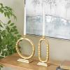 imageDeco 79 Metal Decorative Candle Holder Tapered Candle Stand with Rectangle Base Set of 2 Candlestick Holder 10quot9quot H GoldGold