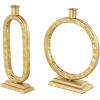 imageDeco 79 Metal Decorative Candle Holder Tapered Candle Stand with Rectangle Base Set of 2 Candlestick Holder 10quot9quot H GoldGold