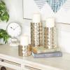 imageDeco 79 Metal Pillar Candle Holder with Studs Set of 3 11quot 7quot 4quotH SilverSilver