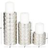 imageDeco 79 Metal Pillar Candle Holder with Studs Set of 3 11quot 7quot 4quotH SilverSilver