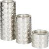 imageDeco 79 Metal Pillar Candle Holder with Studs Set of 3 11quot 7quot 4quotH SilverSilver