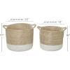 imageDeco 79 Seagrass Handmade Decorative and Functional Storage Basket Two Toned Basket Organizer with Handles Set of 2 Basket for Storage 18quot 20quotW WhiteBeigeWhite