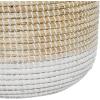 imageDeco 79 Seagrass Handmade Decorative and Functional Storage Basket Two Toned Basket Organizer with Handles Set of 2 Basket for Storage 18quot 20quotW WhiteBeigeWhite