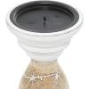 imageDeco 79 Wood Abstract Candle Holder Set of 3 6quot 8quot 10quotH Beige