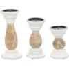 imageDeco 79 Wood Abstract Candle Holder Set of 3 6quot 8quot 10quotH Beige