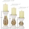 imageDeco 79 Wood Abstract Candle Holder Set of 3 6quot 8quot 10quotH Beige