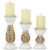 imageDeco 79 Wood Abstract Candle Holder Set of 3 6quot 8quot 10quotH Beige