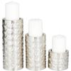 imageDeco 79 Metal Pillar Candle Holder with Studs Set of 3 11quot 7quot 4quotH SilverSilver