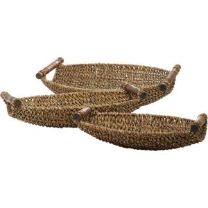imageDeco 79 Metal Handmade Decorative and Functional Storage Basket Basket Organizer with Handles Set of 3 Basket for Storage 19quot 17quot 15quotW Brown