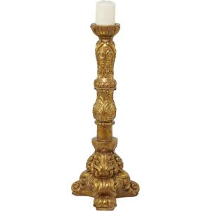 imageDeco 79 Polystone Tall Standing Candle Holder 10quot x 11quot x 29quot Brass
