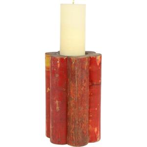 imageDeco 79 Wood Decorative Candle Holder Distressed Candle Stand Candlestick Holder 7quot x 7quot x 10quot Red