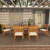 imageDeco 79 Teak Wood Outdoor Dining Set with Cushions and Extendable Table Leaf Set of 7 83quotW 31quotH Brown