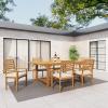 imageDeco 79 Teak Wood Outdoor Dining Set with Cushions and Extendable Table Leaf Set of 7 83quotW 31quotH Brown
