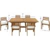 imageDeco 79 Teak Wood Outdoor Dining Set with Cushions and Extendable Table Leaf Set of 7 83quotW 31quotH Brown