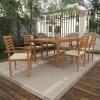 imageDeco 79 Teak Wood Outdoor Dining Set with Cushions and Extendable Table Leaf Set of 7 83quotW 31quotH Brown