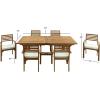 imageDeco 79 Teak Wood Outdoor Dining Set with Cushions and Extendable Table Leaf Set of 7 83quotW 31quotH Brown