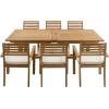imageDeco 79 Teak Wood Outdoor Dining Set with Cushions and Extendable Table Leaf Set of 7 83quotW 31quotH Brown