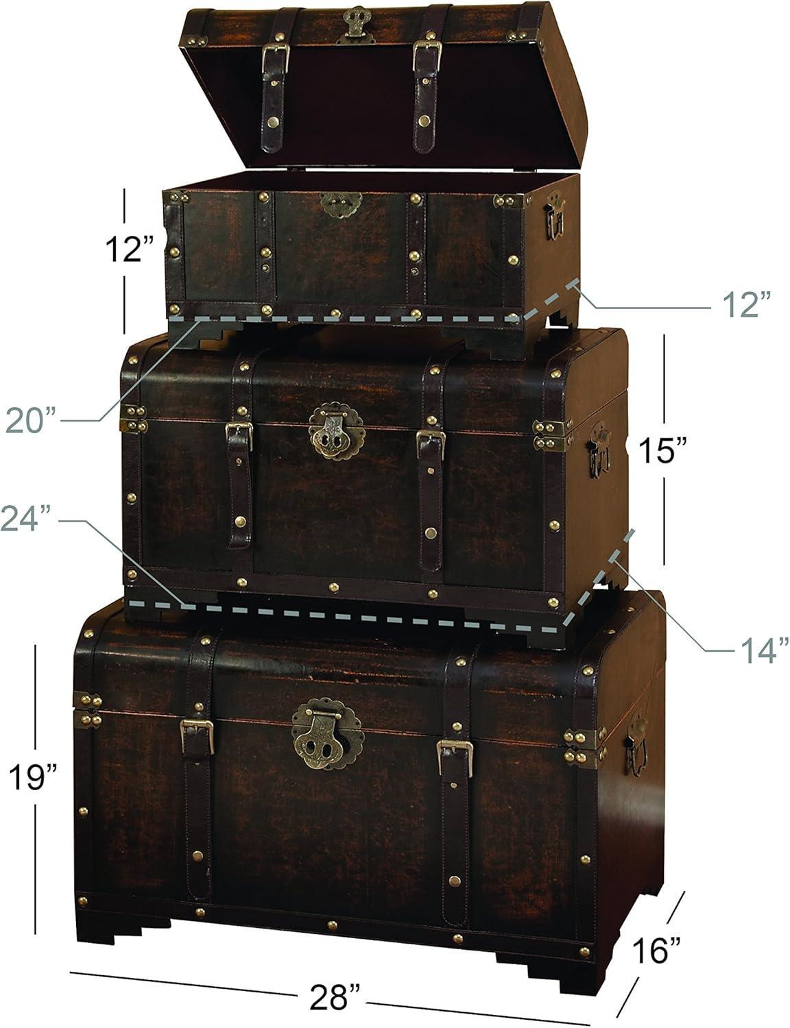 Deco 79 Wooden Decorative Trunk Nesting Upholstered Decorative Large ...