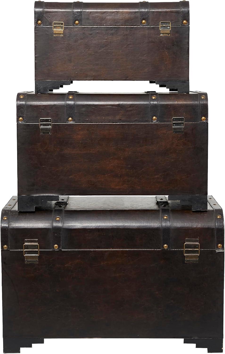 Deco 79 Wooden Decorative Trunk Nesting Upholstered Decorative Large ...