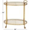 imageDeco 79 Metal Rolling Oval 2 Mirrored Shelf Bar Cart with Vintage Inspired Details 30quot x 16quot x 35quot Gold