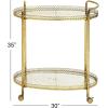 imageDeco 79 Metal Rolling Oval 2 Mirrored Shelf Bar Cart with Vintage Inspired Details 30quot x 16quot x 35quot Gold