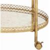 imageDeco 79 Metal Rolling Oval 2 Mirrored Shelf Bar Cart with Vintage Inspired Details 30quot x 16quot x 35quot Gold