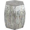 imageDeco 79 Mother of Pearl Shell Handmade Side End Accent Table Shell Mosaic Hexagon End Table with Brown Accents Side Table 16quot x 16quot x 16quot Gray