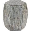 imageDeco 79 Mother of Pearl Shell Handmade Side End Accent Table Shell Mosaic Hexagon End Table with Brown Accents Side Table 16quot x 16quot x 16quot Gray