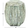 imageDeco 79 Mother of Pearl Shell Handmade Side End Accent Table Shell Mosaic Hexagon End Table with Brown Accents Side Table 16quot x 16quot x 16quot Gray