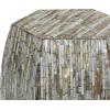 imageDeco 79 Mother of Pearl Shell Handmade Side End Accent Table Shell Mosaic Hexagon End Table with Brown Accents Side Table 16quot x 16quot x 16quot Gray