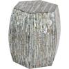 imageDeco 79 Mother of Pearl Shell Handmade Side End Accent Table Shell Mosaic Hexagon End Table with Brown Accents Side Table 16quot x 16quot x 16quot Gray