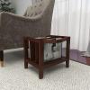 imageDeco 79 Wood 3 Slot Magazine Holder with Netting Side Panels 15quot x 11quot x 13quot Brown