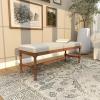 imageDeco 79 Wood Home Bench Entryway Bench with Burlap Seat Bedroom Bench 47quot x 16quot x 18quot BrownBrown