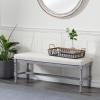imageDeco 79 Wood Home Bench Entryway Bench with Burlap Seat Bedroom Bench 47quot x 16quot x 18quot BrownGrey