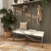 imageDeco 79 Wood Home Bench Entryway Bench with Burlap Seat Bedroom Bench 47quot x 16quot x 18quot BrownGrey