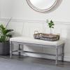 imageDeco 79 Wood Home Bench Entryway Bench with Burlap Seat Bedroom Bench 47quot x 16quot x 18quot BrownGrey
