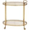 imageDeco 79 Metal Rolling Oval 2 Mirrored Shelf Bar Cart with Vintage Inspired Details 30quot x 16quot x 35quot Gold