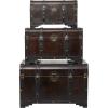 imageDeco 79 Wooden Decorative Trunk Nesting Upholstered Decorative Large Boxes with Vintage Accents and Studs Set of 3 Storage Trunks 28quot 24quot 20quotW Brown AmberAmber