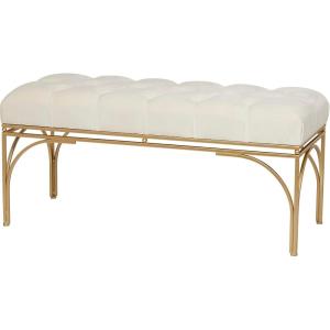 imageDeco 79 Glam Metal Bench CONVENIENTLY SIZED GreyWhite