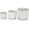 imageDeco 79 Ceramic Geometric Indoor Outdoor Planter Grid Patterned Small Planter Pot with Brown Accents and Base Tray Set of 3 Planters 6quot 5quot H WhiteWhite