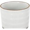 imageDeco 79 Ceramic Geometric Indoor Outdoor Planter Grid Patterned Small Planter Pot with Brown Accents and Base Tray Set of 3 Planters 6quot 5quot H WhiteWhite