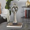 imageDeco 79 Ceramic Heart Family Love Sculpture with Black Base 11quot x 3quot x 11quot SilverSilver