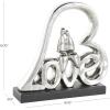 imageDeco 79 Ceramic Heart Family Love Sculpture with Black Base 11quot x 3quot x 11quot SilverSilver
