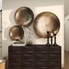 imageDeco 79 Metal Plate Home Wall Decor Large Metallic Disk Wall Sculpture Set of 3 Wall Art 36quot 27quot 22quotD GoldBronze