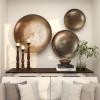 imageDeco 79 Metal Plate Home Wall Decor Large Metallic Disk Wall Sculpture Set of 3 Wall Art 36quot 27quot 22quotD GoldBronze