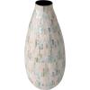 imageDeco 79 Mother of Pearl Shell Handmade Decorative Vase Mosaic Inspired Centerpiece Vase with Pastel Blue and Pink Accents Flower Vase for Home Decoration 8quot x 8quot x 19quot White8 x 8 x 19