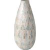 imageDeco 79 Mother of Pearl Shell Handmade Decorative Vase Mosaic Inspired Centerpiece Vase with Pastel Blue and Pink Accents Flower Vase for Home Decoration 8quot x 8quot x 19quot White8 x 8 x 19