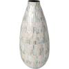 imageDeco 79 Mother of Pearl Shell Handmade Decorative Vase Mosaic Inspired Centerpiece Vase with Pastel Blue and Pink Accents Flower Vase for Home Decoration 8quot x 8quot x 19quot White8 x 8 x 19
