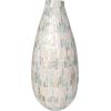 imageDeco 79 Mother of Pearl Shell Handmade Decorative Vase Mosaic Inspired Centerpiece Vase with Pastel Blue and Pink Accents Flower Vase for Home Decoration 8quot x 8quot x 19quot White8 x 8 x 19