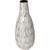 imageDeco 79 Mother of Pearl Shell Handmade Decorative Vase Mosaic Inspired Centerpiece Vase with Pastel Blue and Pink Accents Flower Vase for Home Decoration 8quot x 8quot x 19quot White8 x 9 x 21